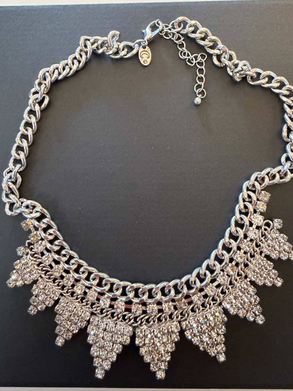Silver Crystal Cluster Fringe Necklace - Women Jewelry